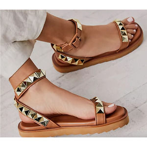 Free People X Vincenza Leon Studded Sandals Brown EU 39 US 9